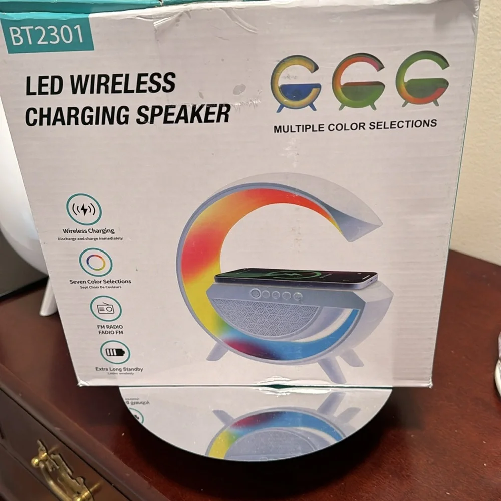 LED wireless charging speaker multiple color function